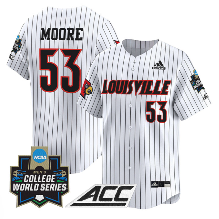 Lucas Moore Jersey #53 Louisville Cardinals 2025 World Series Stitched Pinstripe