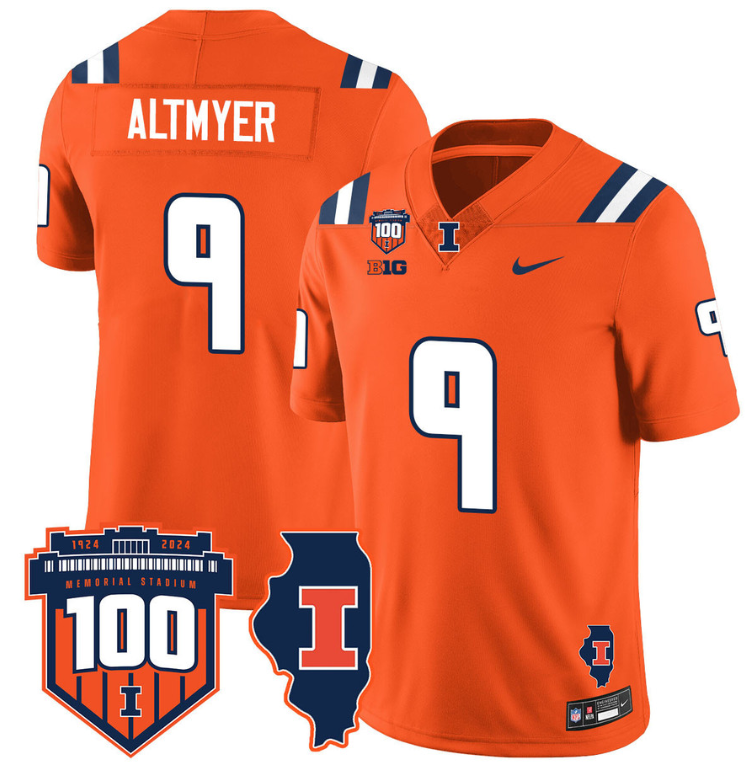 Luke Altmyer Jersey #9 Illinois Fighting Vapor Limited College Football Stitched Orange