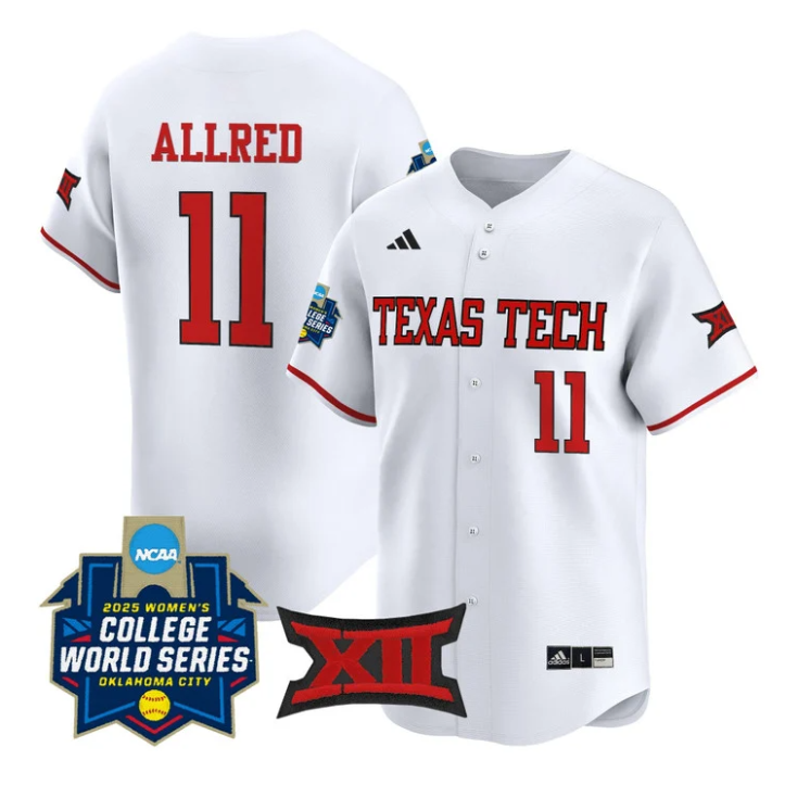 Lauren Allred Jersey #11 Texas Tech Red Raiders Softball 2025 World Series Stitched White