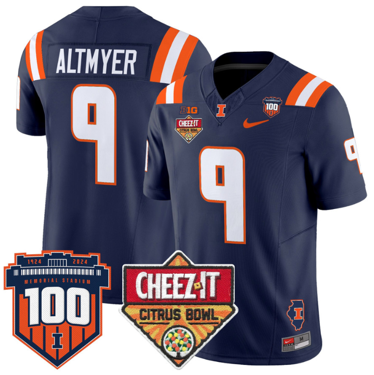 Luke Altmyer Jersey #9 Illinois Fighting 2025 Cheez-It Citrus Bowl Navy