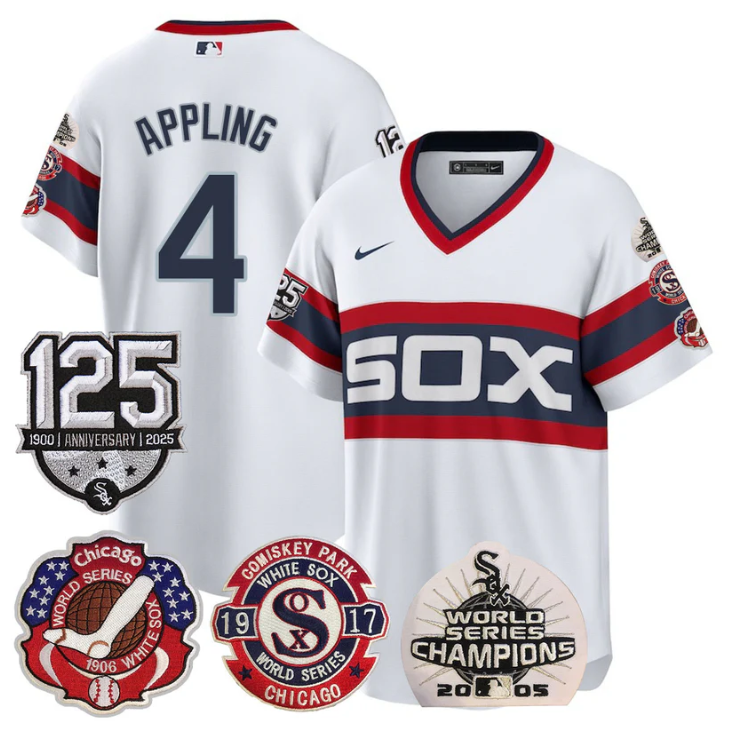 Luke Appling Jersey #4 Chicago White Sox 125th Anniversary World Series Champions White 1983