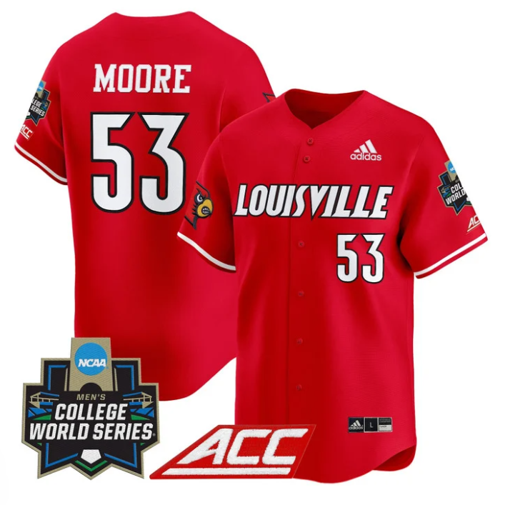 Lucas Moore Jersey #53 Louisville Cardinals 2025 World Series Stitched Red