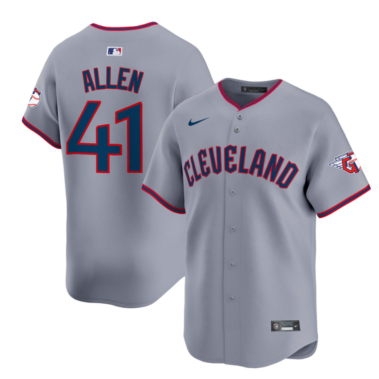 Logan Allen Jersey #41 Cleveland Guardians 2025 Vapor Premier Limited All Stitched Gray
