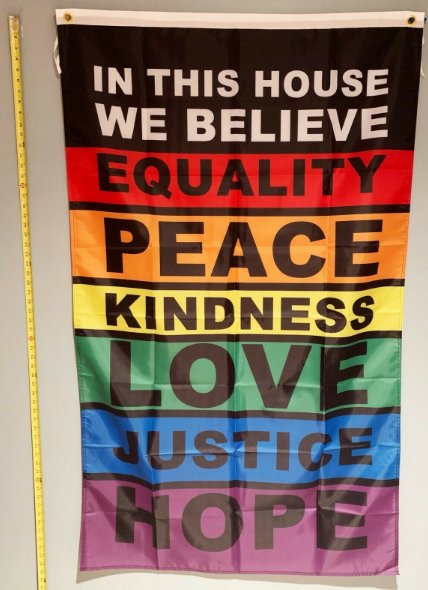 LGBTQ Flag In This House Gay Rainbow LGBTQ USA Sign 3x5ft