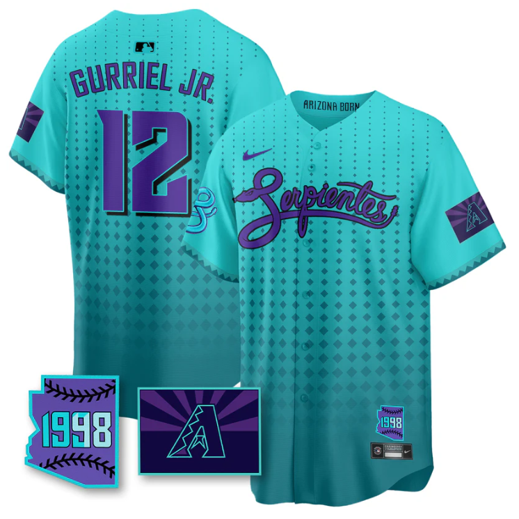 Lourdes Gurriel Jr Jersey #12 Arizona Diamondbacks Serpientes City Connect Stitched Teal