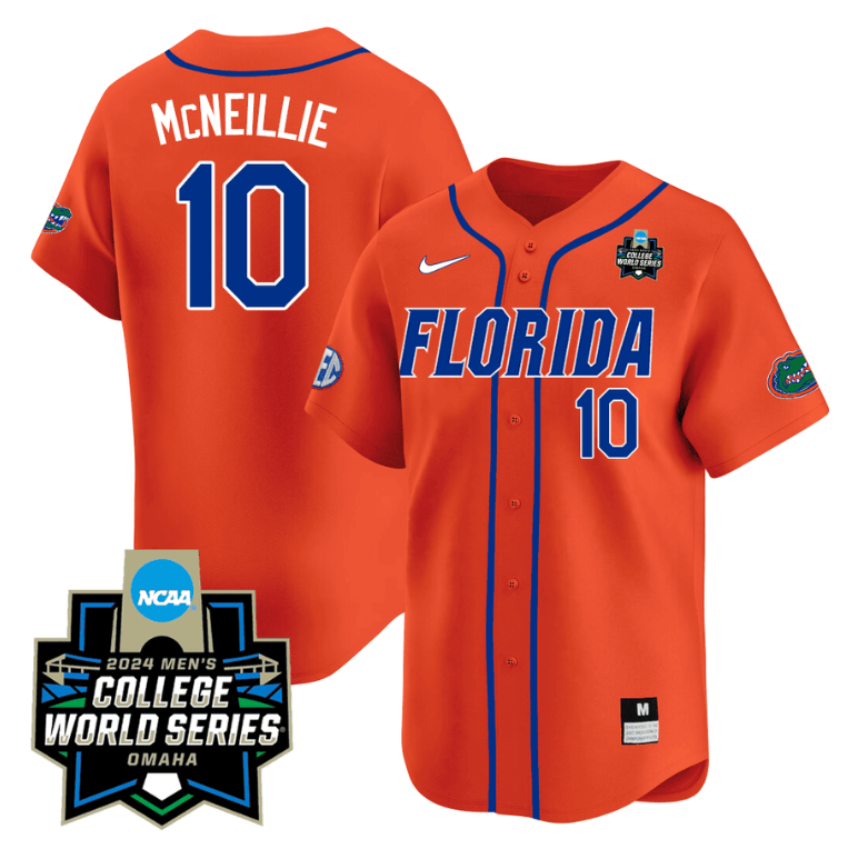 Luke Mcneillie Jersey #10 Florida Gators 2024 College World Series Vapor Premier Limited NCAA Baseball Stitched Florida Orange