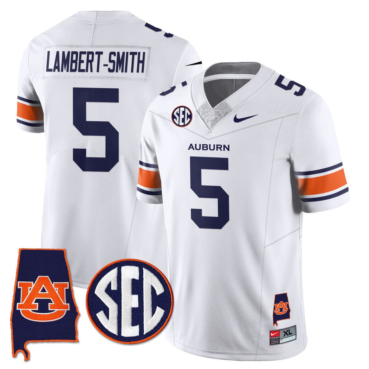 Lambert-Smith Jersey #5 Auburn Tigers Alabama Patch Vapor Stitched White