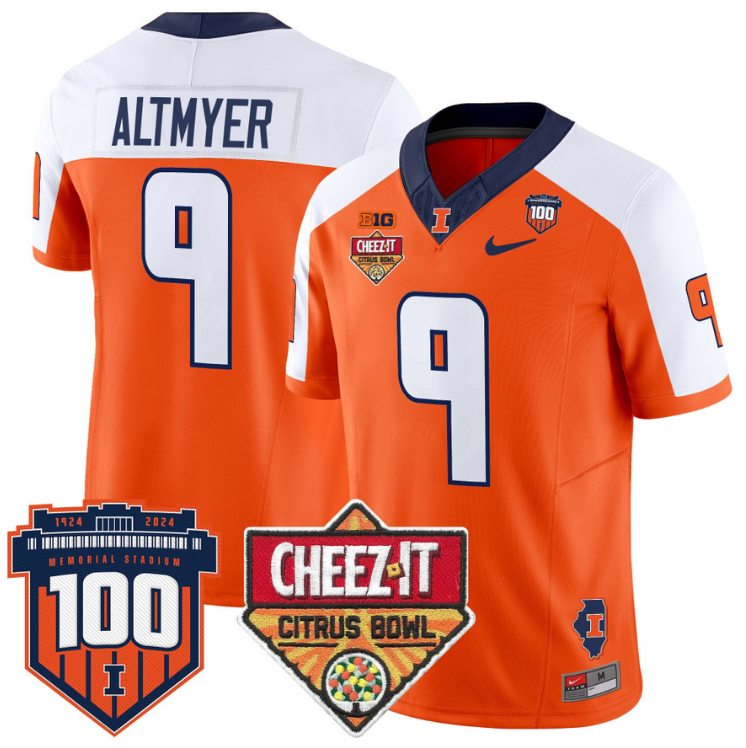Luke Altmyer Jersey #9 Illinois Fighting 2025 Cheez-It Citrus Bowl Orane Alternate