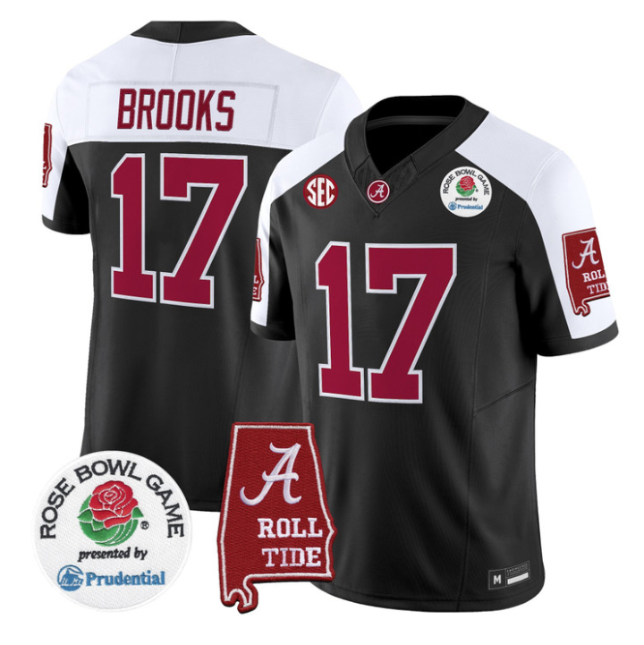 Lotzeir Brooks Jersey #17 Alabama Crimson Tide 2026 Rose Bowl Stitched