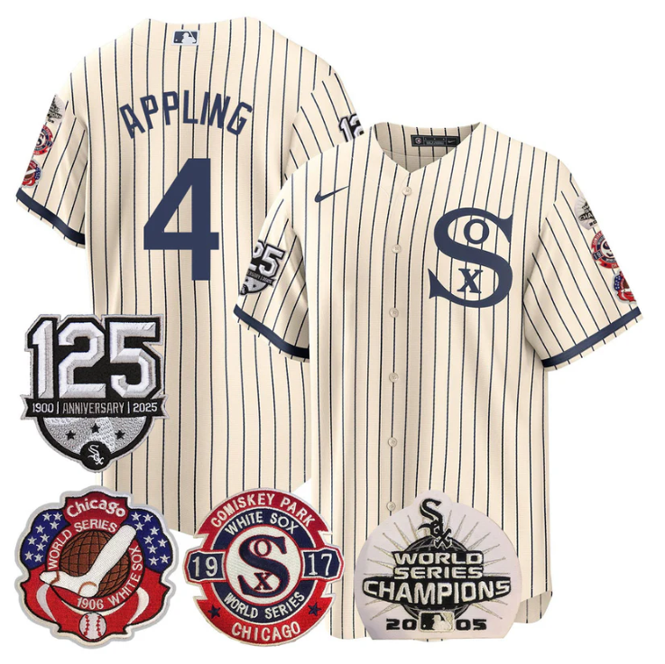 Luke Appling Jersey #4 Chicago White Sox 125th Anniversary World Series Champions Field Of Dream