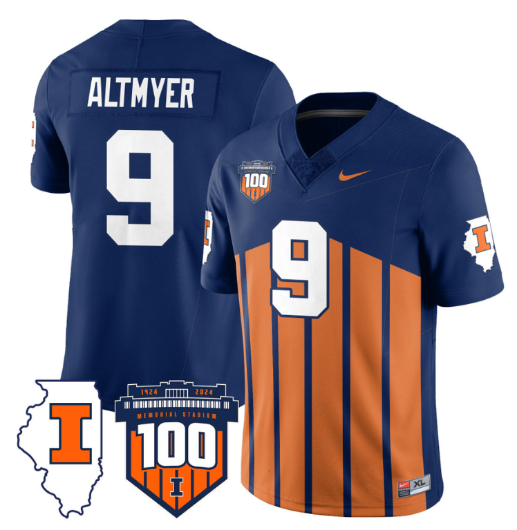 Luke Altmyer Jersey #9 Illinois Fighting Vapor Limited College Football Stitched Throwback