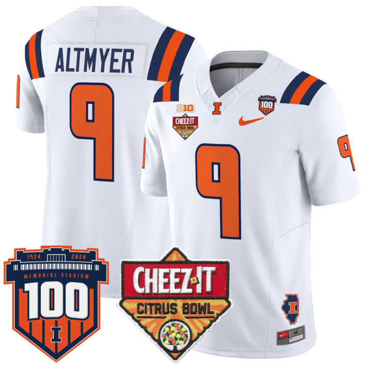 Luke Altmyer Jersey #9 Illinois Fighting 2025 Cheez-It Citrus Bowl White