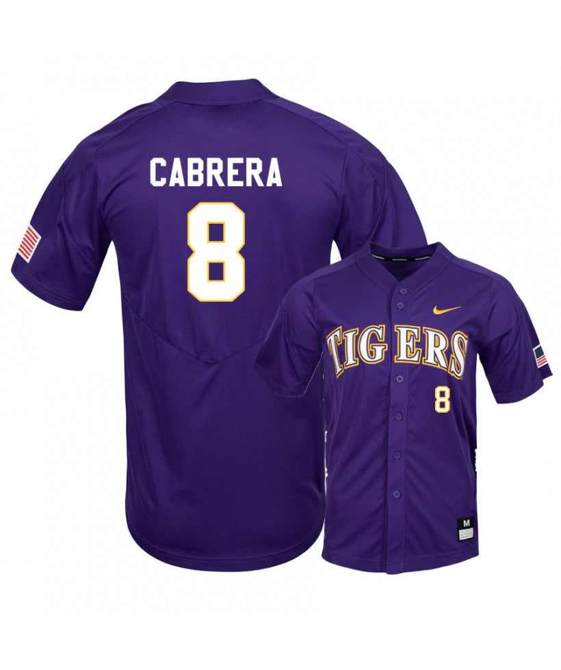 LSU Tigers 8 Daniel Cabrera Purple Elite College Baseball Jersey