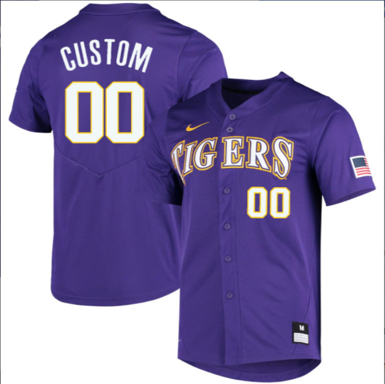 LSU Tigers College Baseball Patch Collection Stitched Jersey Purple
