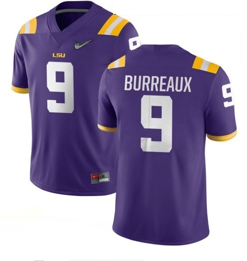 LSU Tigers #9 Joe Burreaux NCAA Football Jersey Purple Diamond Quest