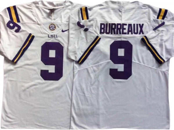LSU Tigers #9 White Football Jersey - Joe Burreaux
