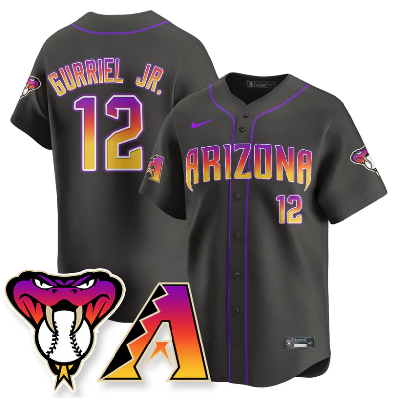 Lourdes Gurriel Jr Jersey #12 Arizona Diamondbacks 2025 City Connect Concept Stitched Black