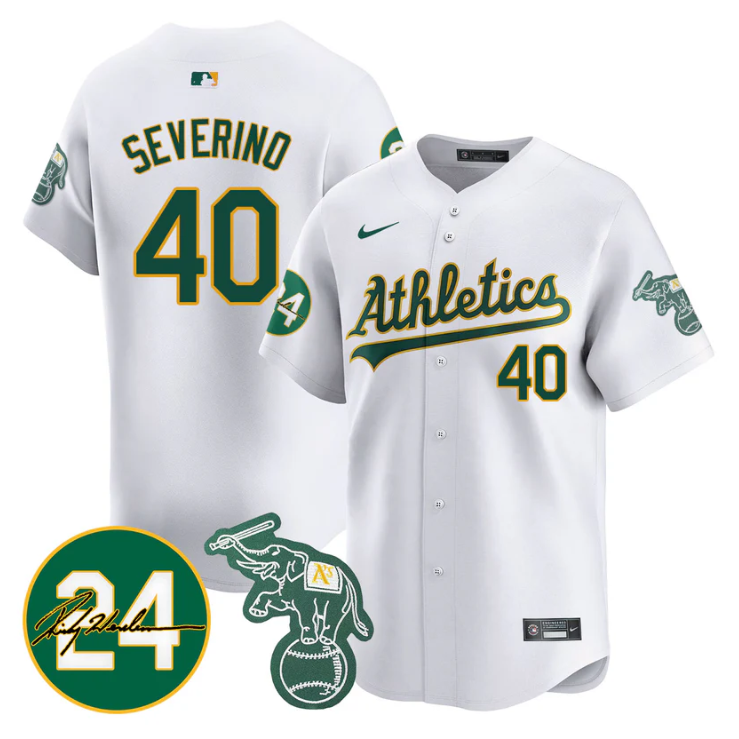 Luis Severino Jersey #40 Oakland Athletics 2025 Rickey Henderson Memorial Stitched White