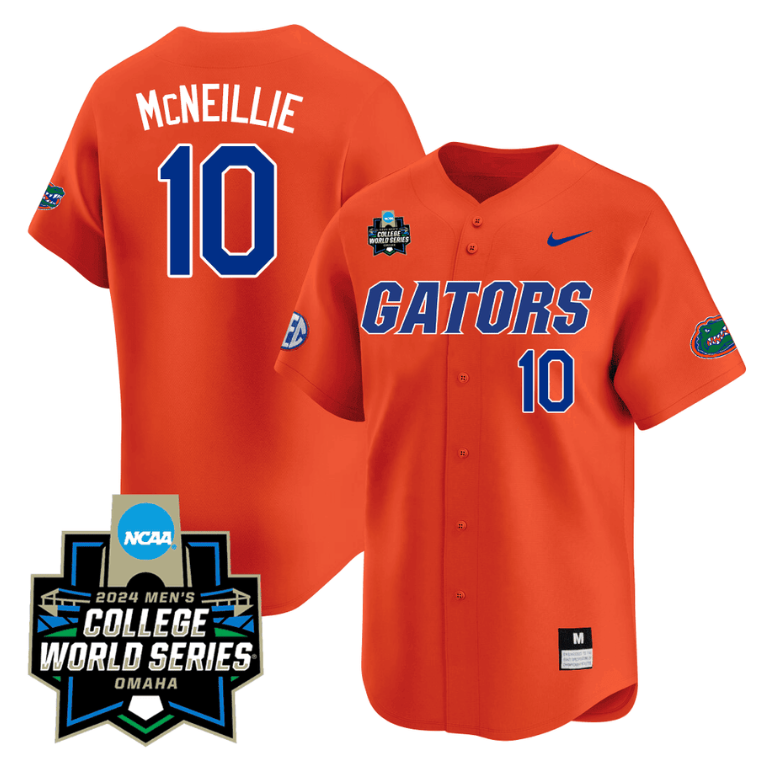 Luke Mcneillie Jersey #10 Florida Gators 2024 College World Series Vapor Premier Limited NCAA Baseball Stitched Gators Orange