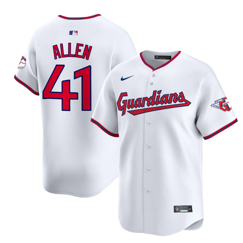 Logan Allen Jersey #41 Cleveland Guardians 2025 Vapor Premier Limited All Stitched White