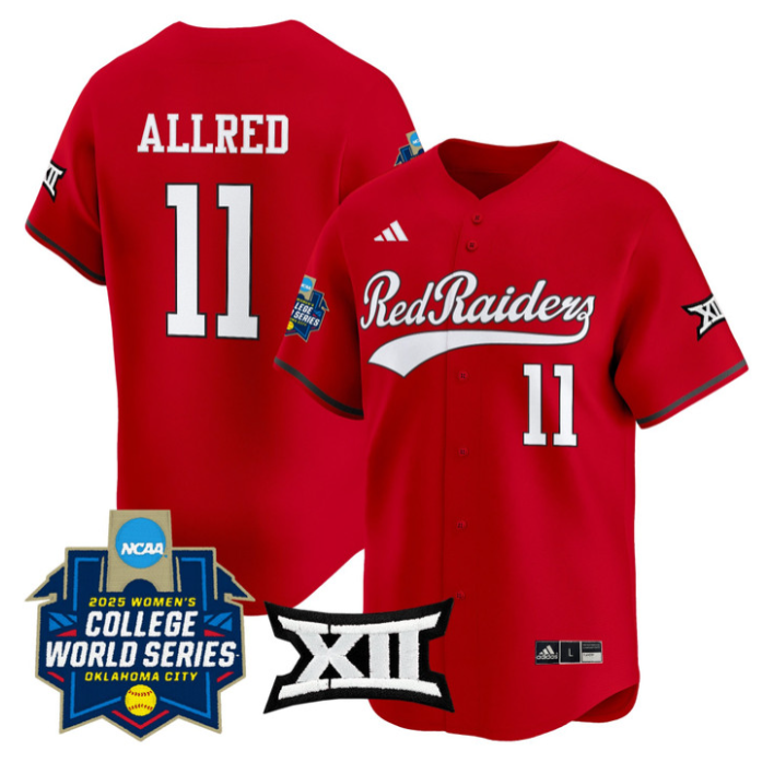 Lauren Allred Jersey #11 Texas Tech Red Raiders Softball 2025 World Series Stitched Red