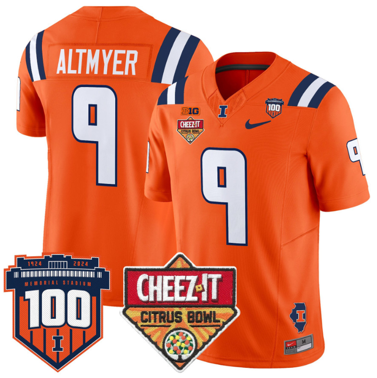 Luke Altmyer Jersey #9 Illinois Fighting 2025 Cheez-It Citrus Bowl Orange