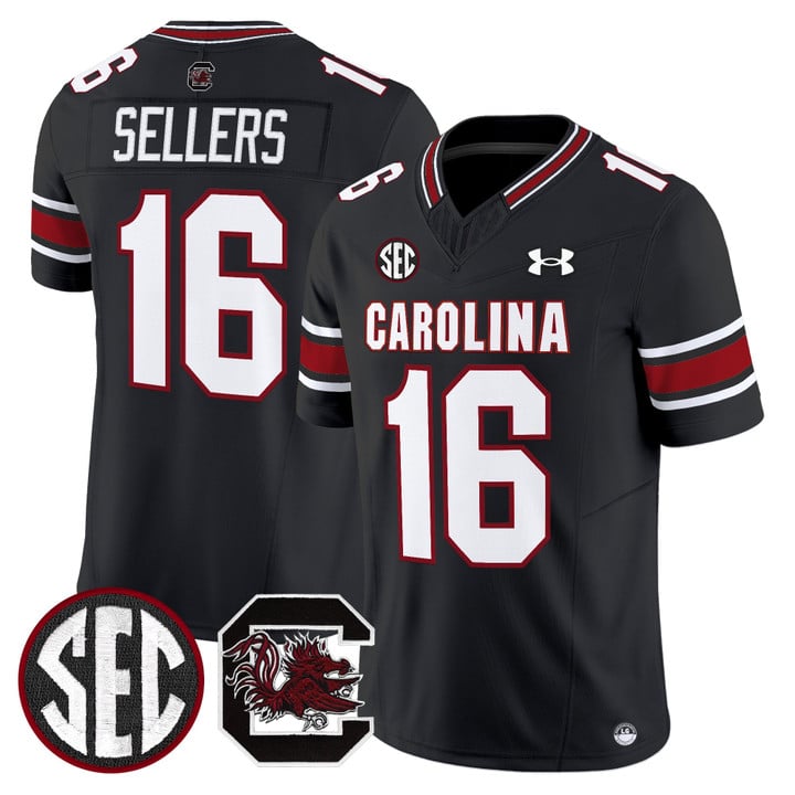 LaNorris Sellers Jersey #16 South Carolina Gamecocks 2025 Stitched Black