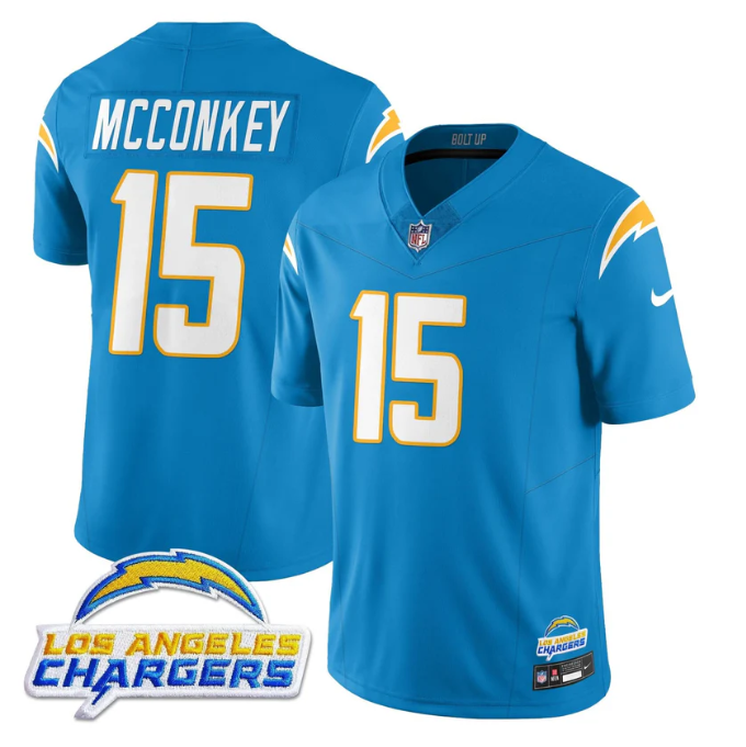 Ladd McConkey Jersey #15 Alternate 2025 Vapor Limited All Stitched Blue
