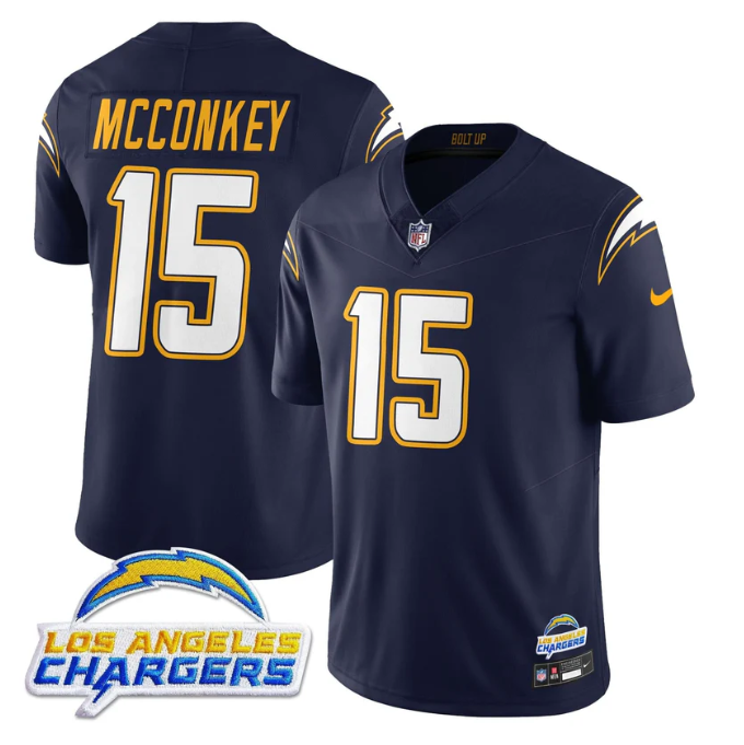 Ladd McConkey Jersey #15 Alternate 2025 Vapor Limited All Stitched Navy