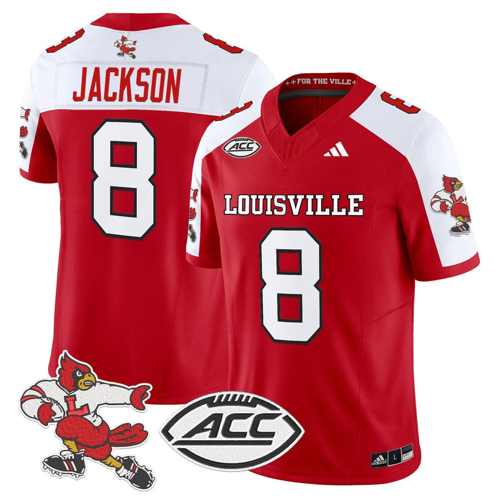 Lamar Jackson Jersey #8 Louisville Cardinals 1980s Throwback Stitched Red Alter