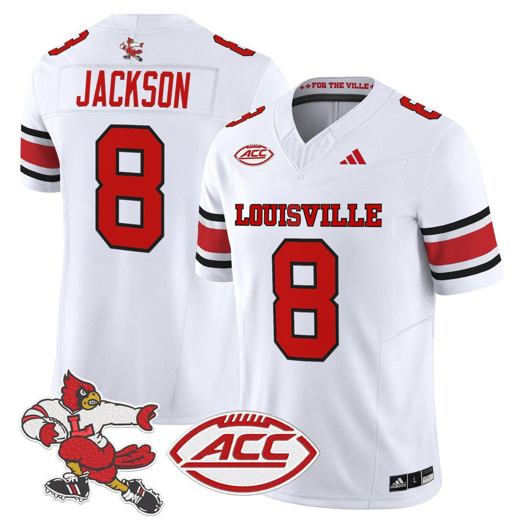 Lamar Jackson Jersey #8 Louisville Cardinals 1980s Throwback Stitched White