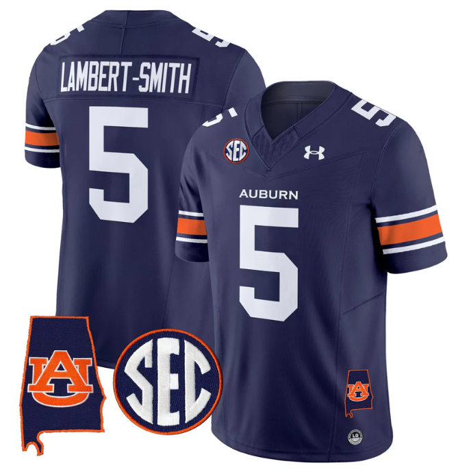 Lambert-Smith Jersey #5 Auburn Tigers 2025 Alabama Patch Stitched Navy