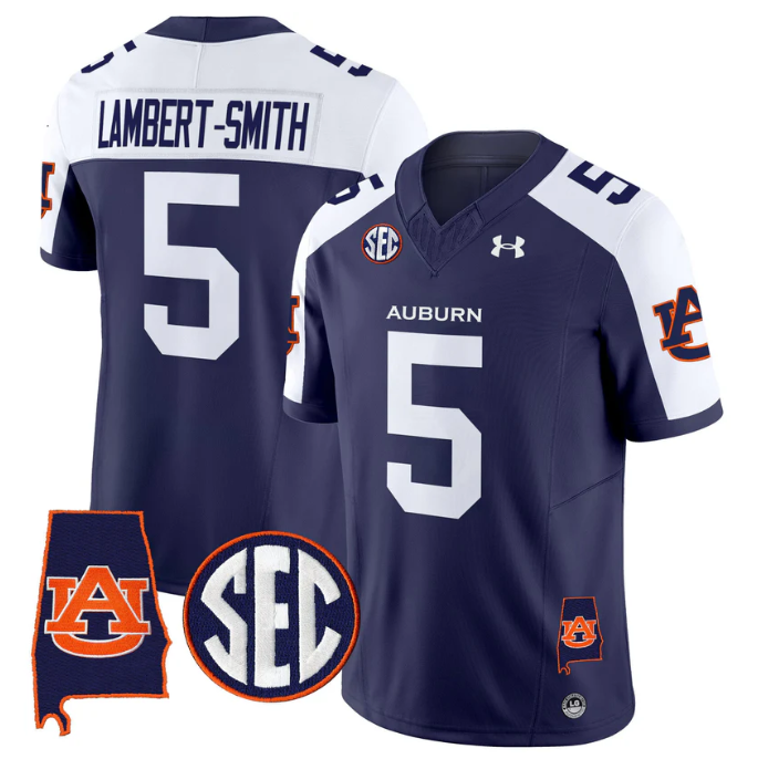 Lambert-Smith Jersey #5 Auburn Tigers 2025 Alabama Patch Stitched Navy Alter