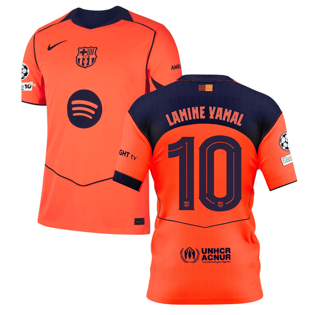 Lamine Yamal 10 Barcelona 2025-26 Third Match Jersey – Orange