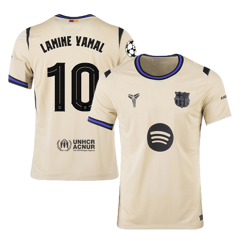 Lamine Yamal #10 Barcelona 2025-26 Away Jersey – Cream