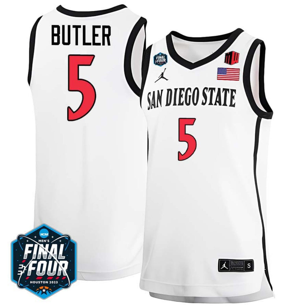 Lamont Butler Jersey San Diego State Aztecs College Basketball 2023 NCAA Final Four White #5