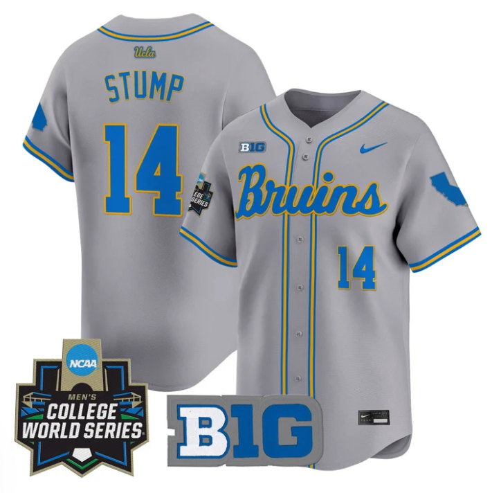 Landon Stump Jersey #14 UCLA Bruins 2025 World Series Stitched Gray