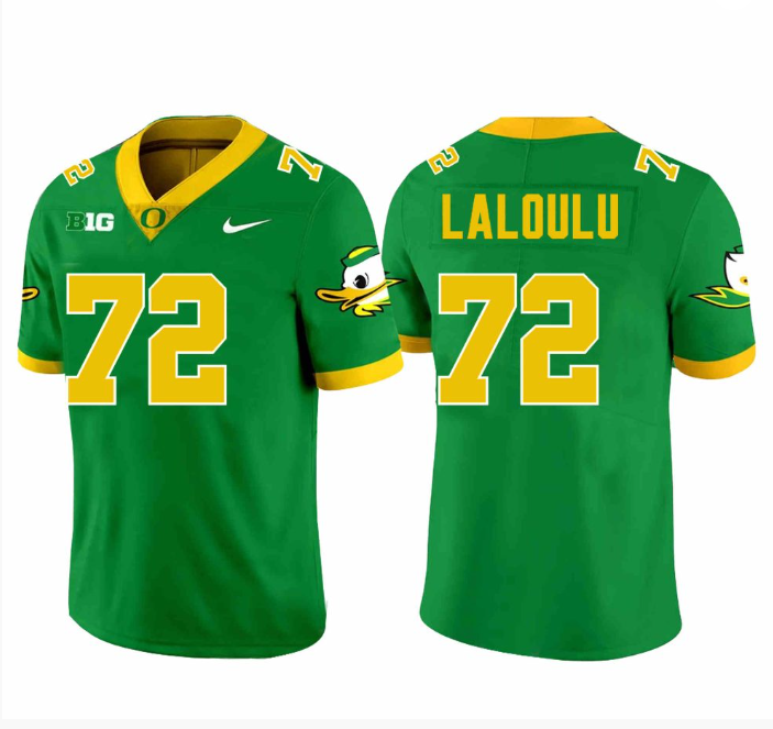Lapani Laloulu Jersey #72 Oregon Ducks Football Green