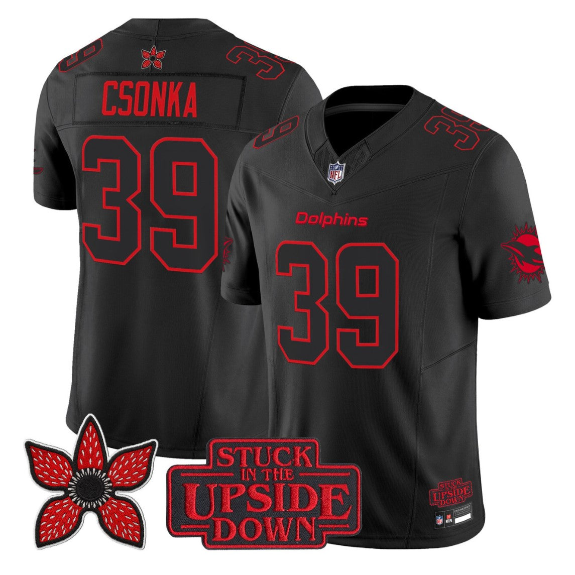 Larry Csonka Jersey #39 Miami Dolphins Stranger Things Edition Limited Stitched