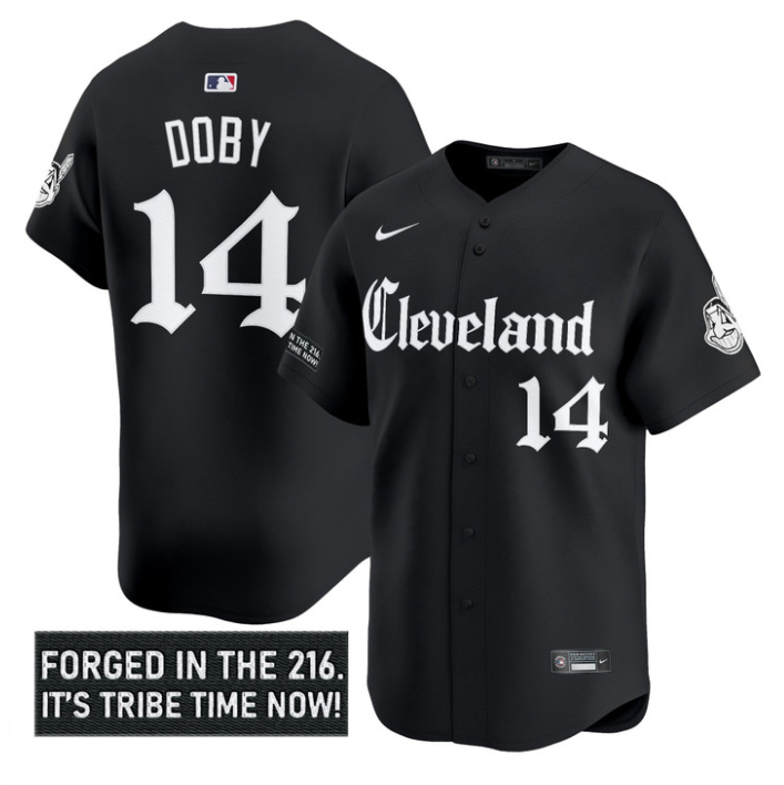 Larry Doby Jersey #14 Cleveland Indians Gothic Iron Edition Stitched Black