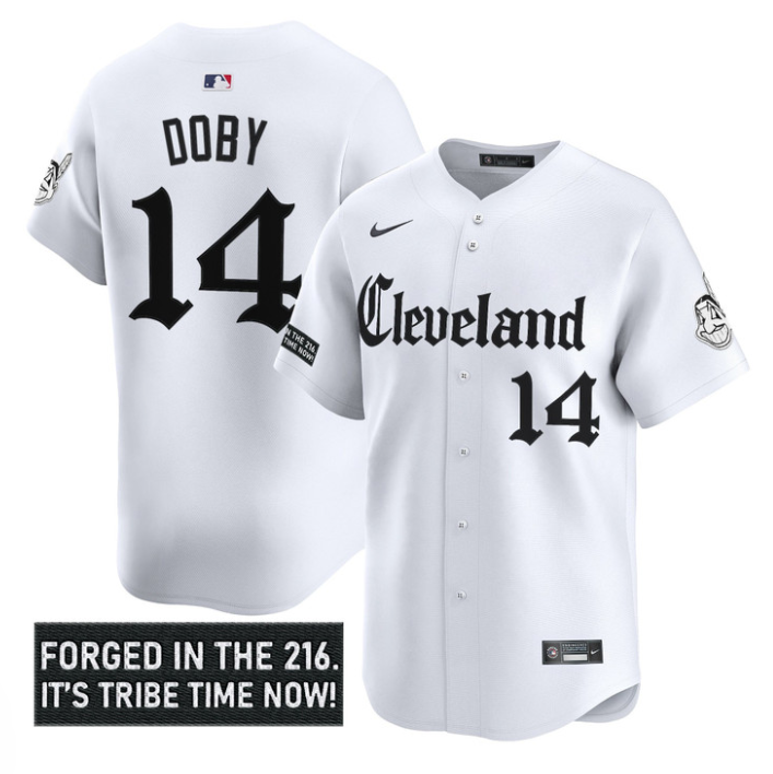Larry Doby Jersey #14 Cleveland Indians Gothic Iron Edition Stitched White
