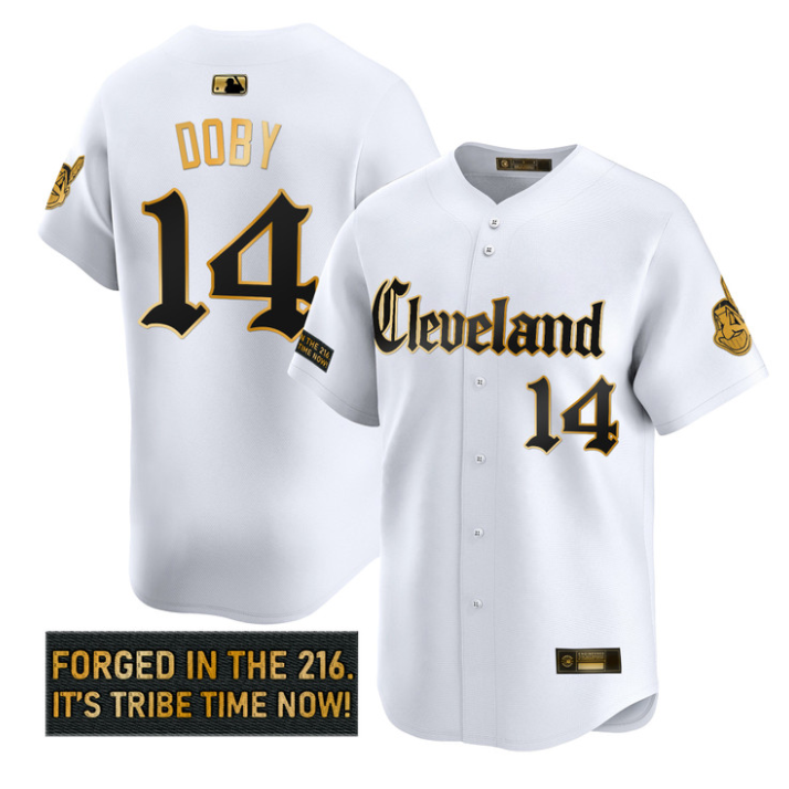 Larry Doby Jersey #14 Cleveland Indians Gothic Iron Edition Stitched White