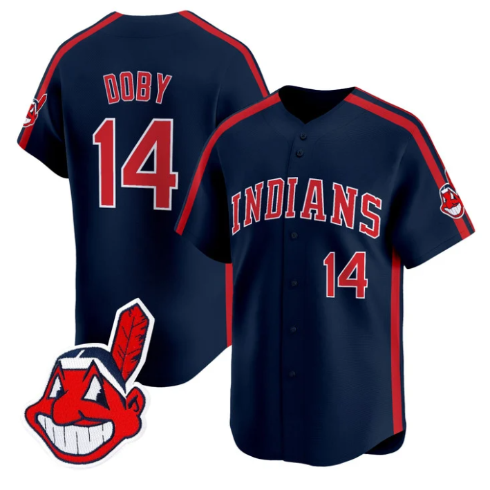 Larry Doby Jersey #14 Cleveland Indians Ricky Wild Thing Vaughn Stitched Navy