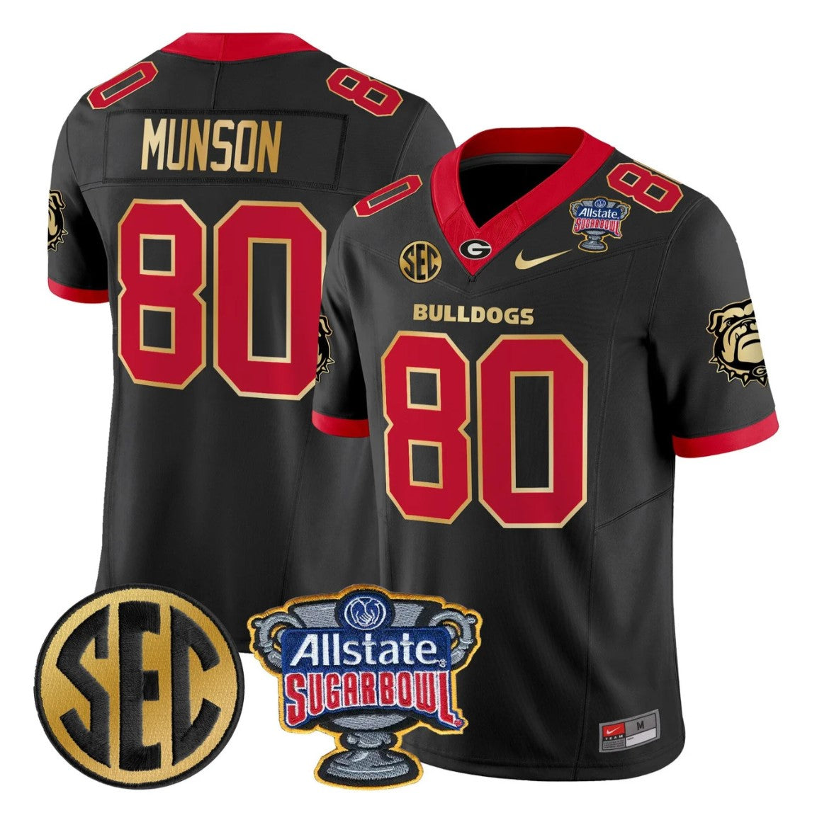 Larry Munson Jersey #80 Georgia Bulldogs Sugar Bowl Patch Stitched
