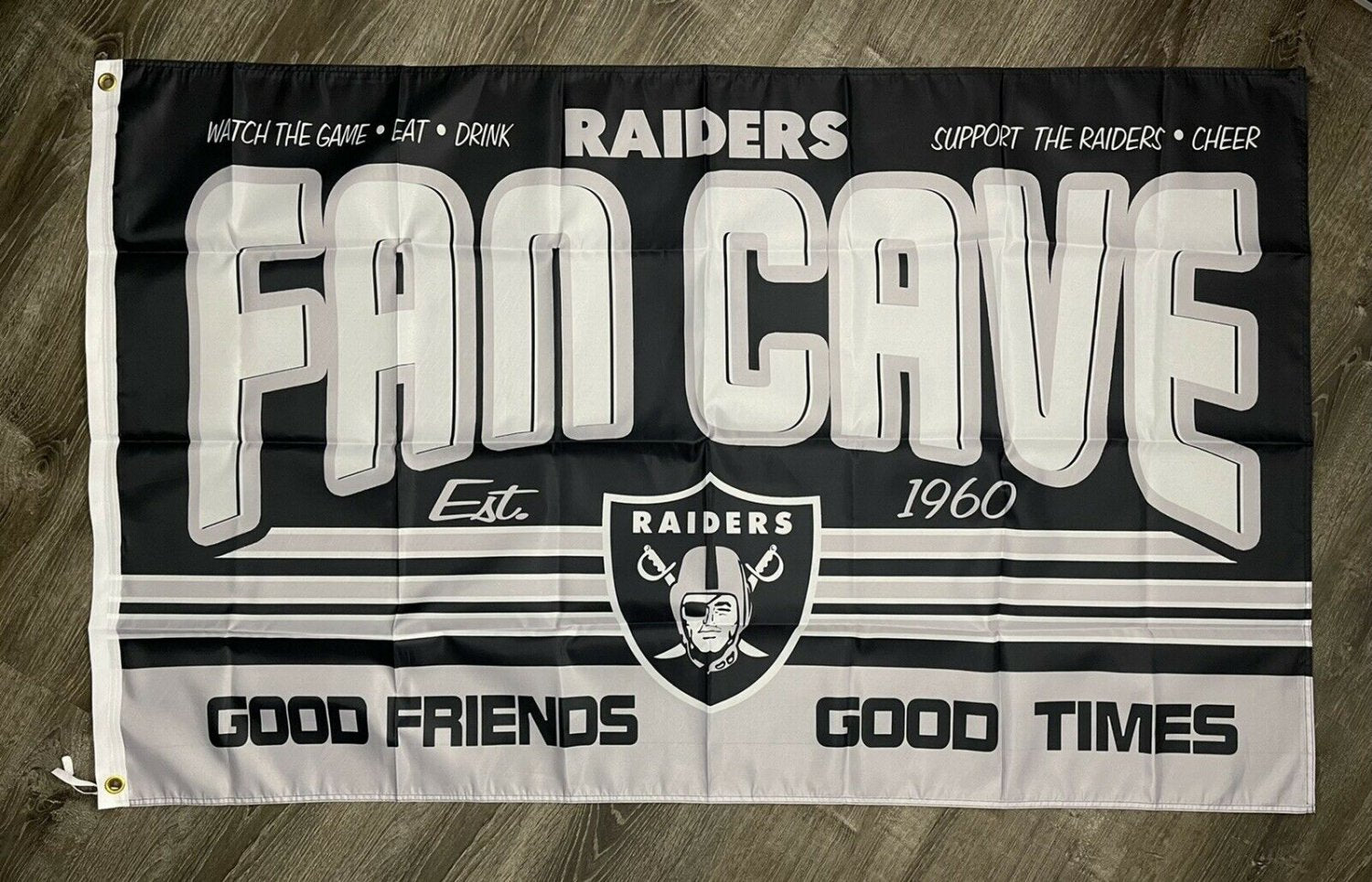 Las Vegas Oakland Raiders Fan Cave Flag 3x5 ft Sports Banner Man-Cave Garage