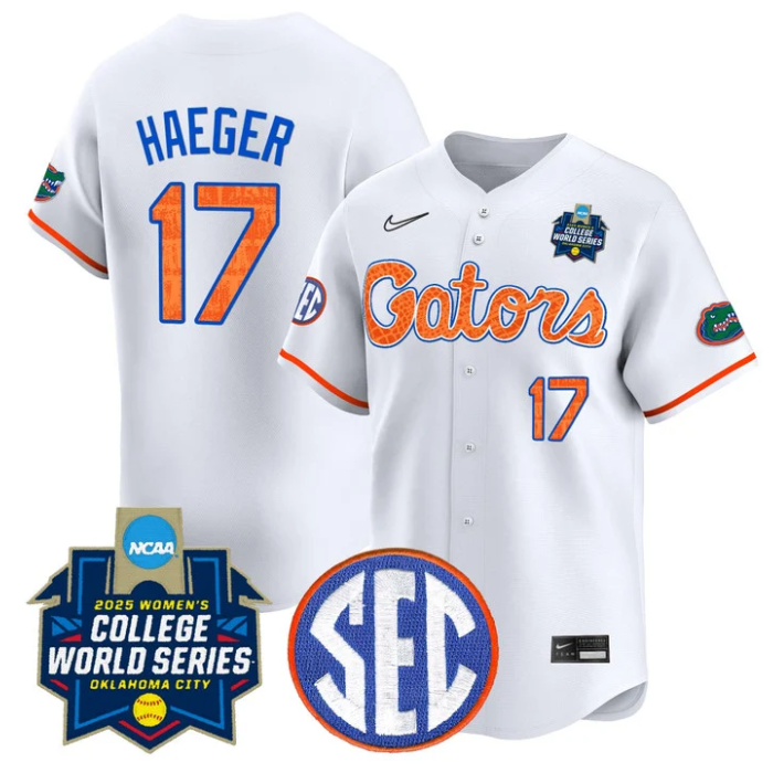 Lauren Haeger Jersey #17 Florida Gators Softball 2025 World Series Stitched White Limited