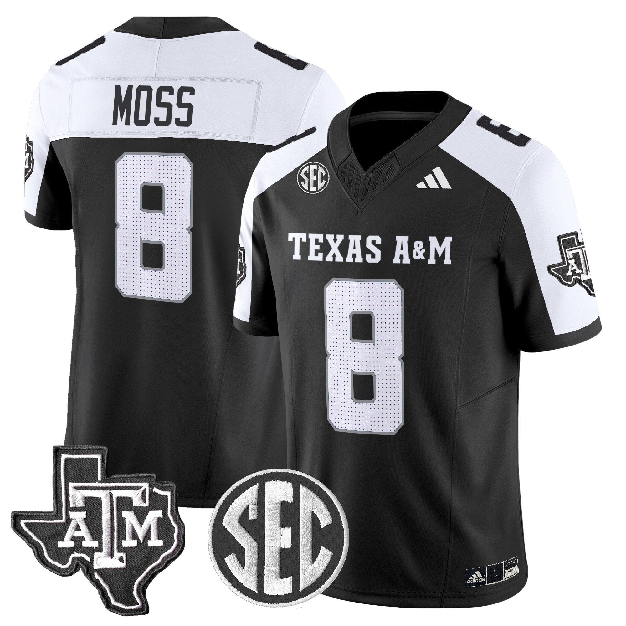 Le'Veon Moss Jersey #8 Texas A&M Aggies 2025 Vapor Stitched Black Alternate