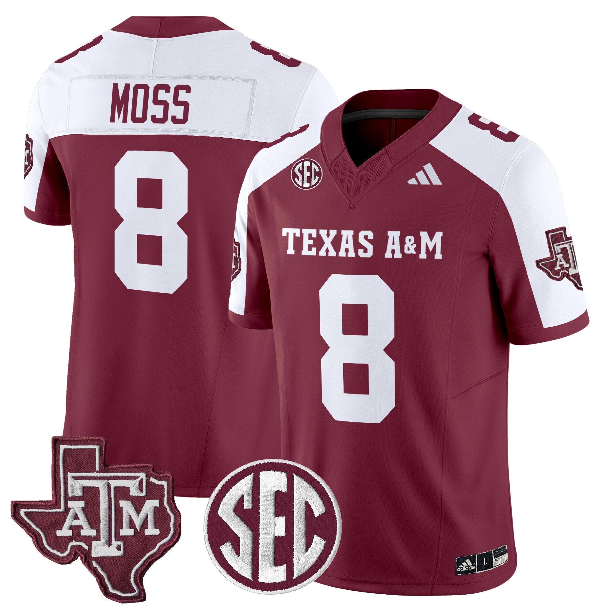 Le'Veon Moss Jersey #8 Texas A&M Aggies 2025 Vapor Stitched Maroon Alternate
