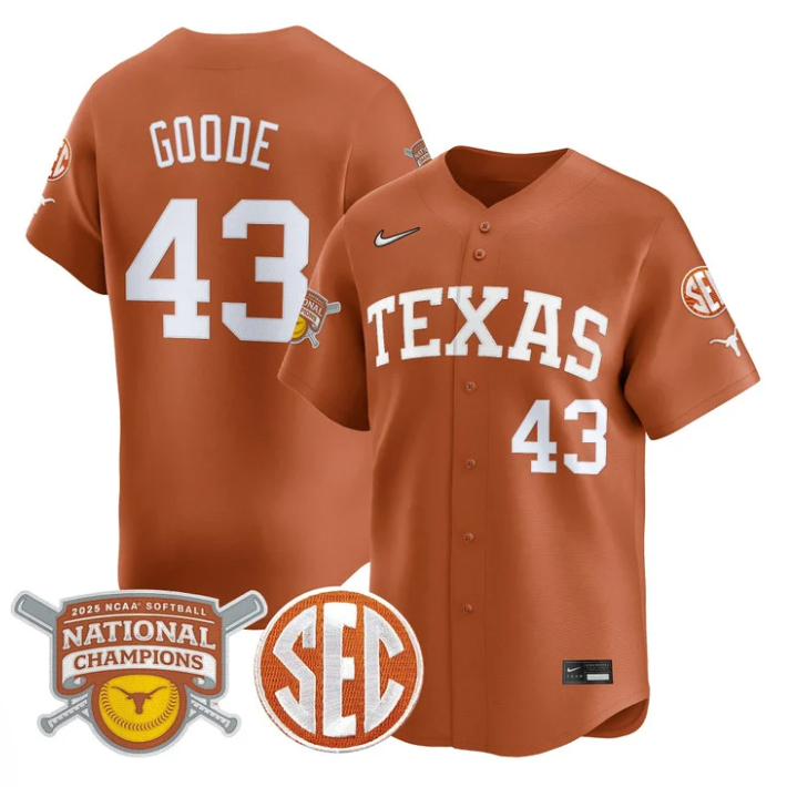 Leighann Goode Jersey #43 Texas Longhorns 2025 National Champions Orange