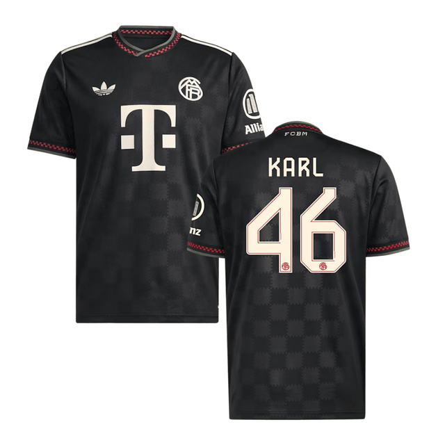 Lennart Karl #46 Bayern Munich 2025-26 Third Men Jersey – Black